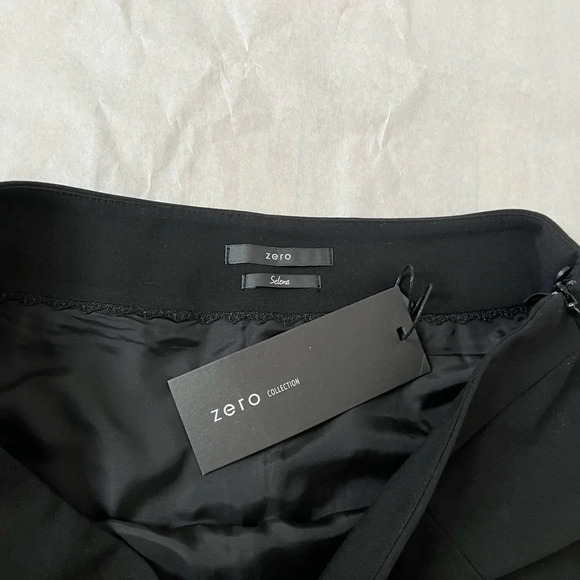 Zero Denmark Lace trimmed black A-line Mini Skirt Fully Lined Size 10 NWT - Picture 6 of 8